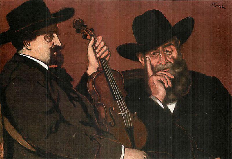 Jozsef Rippl-Ronai My Father and Lajos with Violin Spain oil painting art